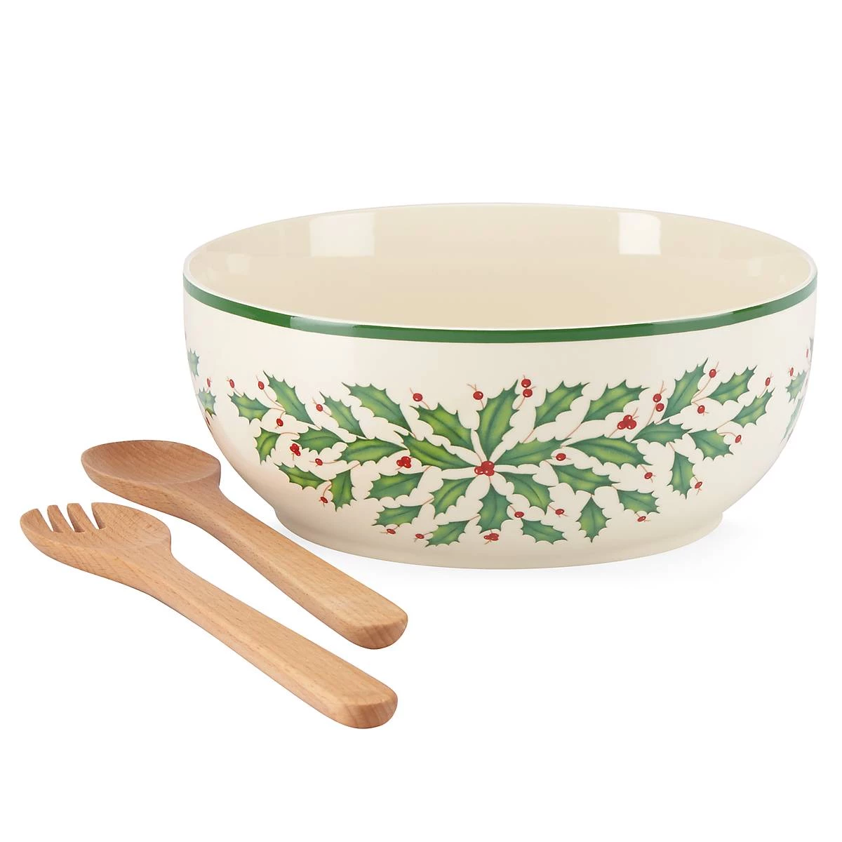 Lenox Holiday Salad Bowl & Servers 4 Lenox Holiday Salad Bowl & Servers - Image 2