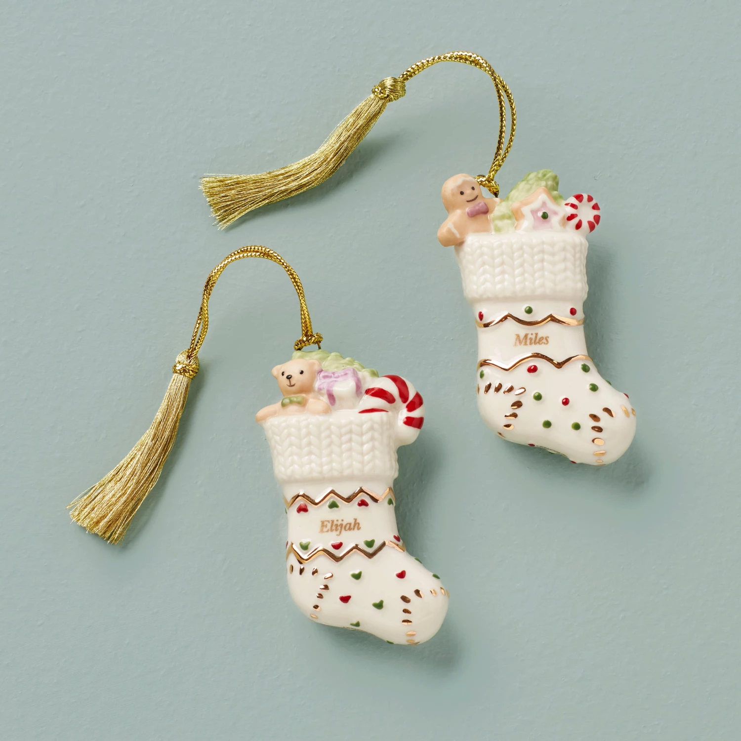 Lenox Forever Friends Stocking 2-Piece Ornament Set 3 Lenox Forever Friends Stocking 2-Piece Ornament Set