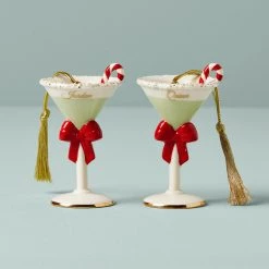 Lenox Forever Friends Martini Glass 2 Piece Ornament Set