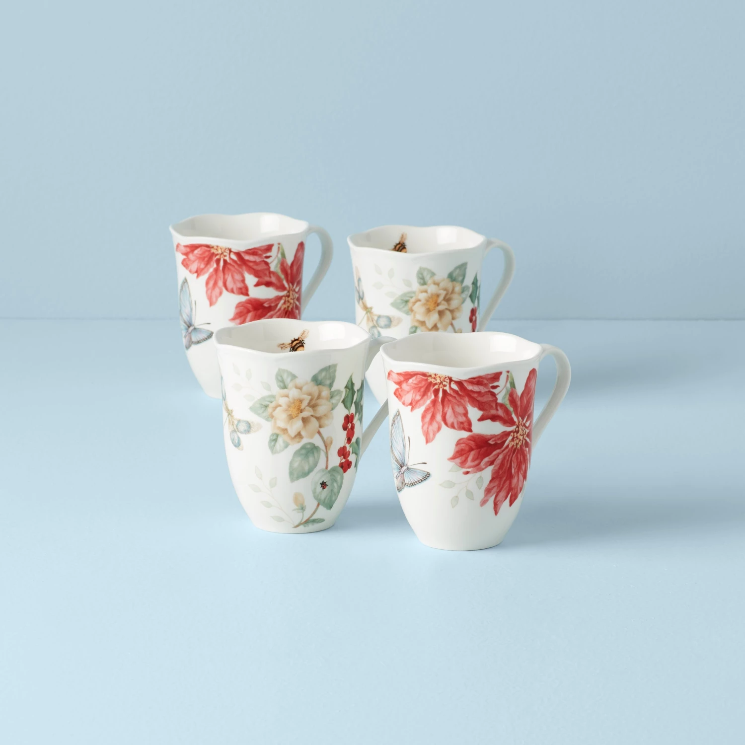 Lenox Butterfly Meadow Holiday 4-Piece Mug Set 3 Lenox Butterfly Meadow Holiday 4-Piece Mug Set