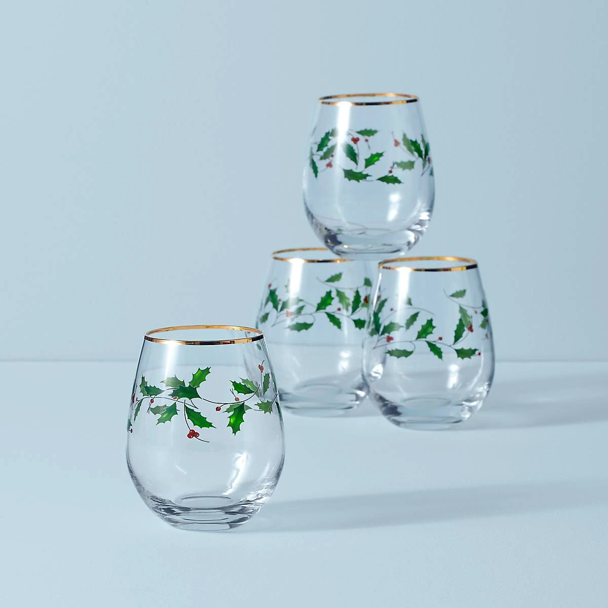 Lenox Holiday™ 4-piece Stemless Wine Glasses 3 Lenox Holiday™ 4-piece Stemless Wine Glasses