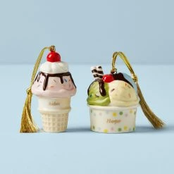 Lenox Forever Friends Ice Cream 2 Piece Ornament Set
