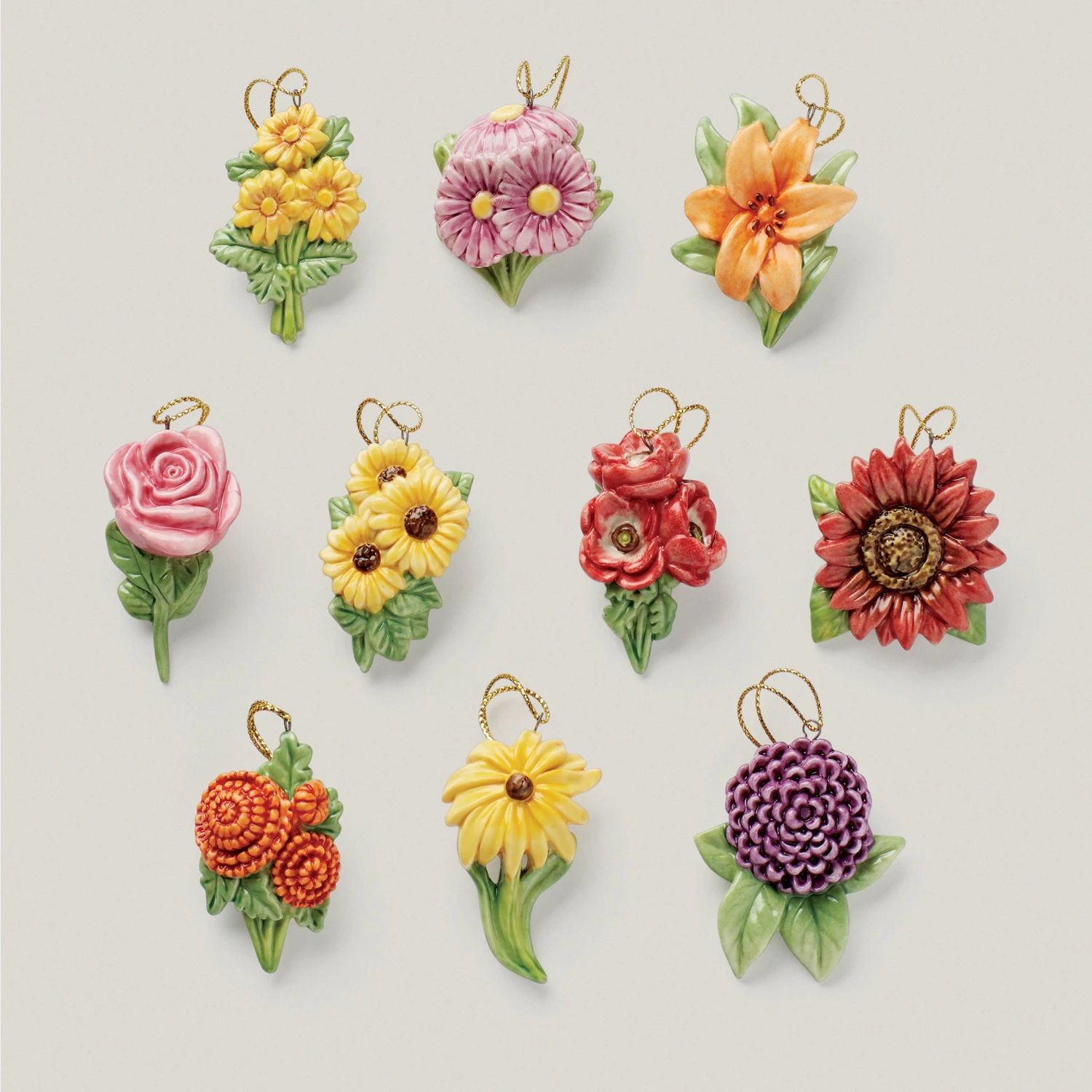 Lenox Fall Flowers 10-Piece Ornament Set 3 Lenox Fall Flowers 10-Piece Ornament Set