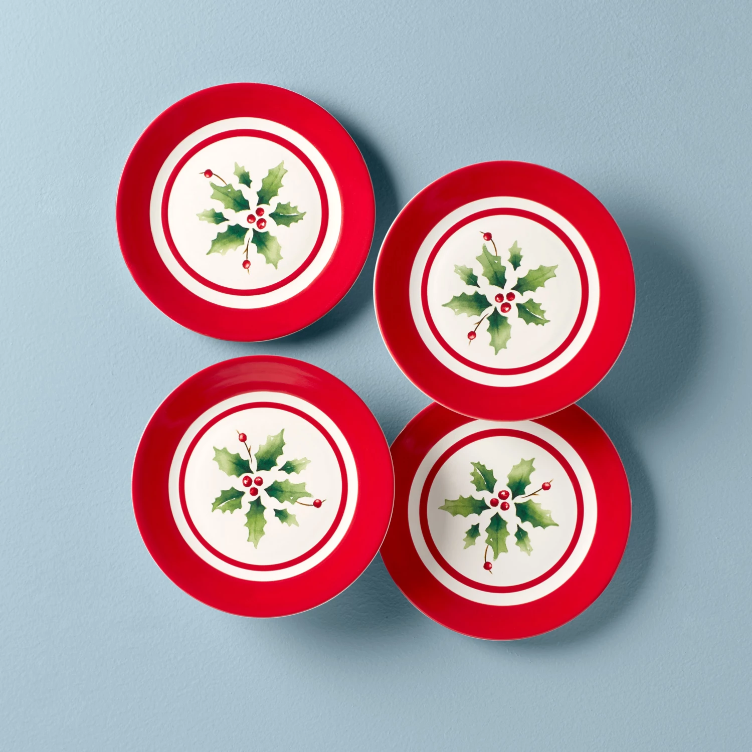 Lenox Holiday Handpaint Stripe 4-Piece Dessert Plate Set 3 Lenox Holiday Handpaint Stripe 4-Piece Dessert Plate Set