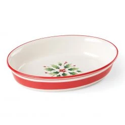 Lenox Holiday Handpaint Stripe Oval Dish 7 Lenox Holiday Handpaint Stripe Oval Dish -Lenox The Christmas Shop Sales 890835 wHR