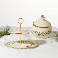 Lenox Holiday Ornament Cookie Jar -Lenox The Christmas Shop Sales 892541 893490 LHOL 22 FEA