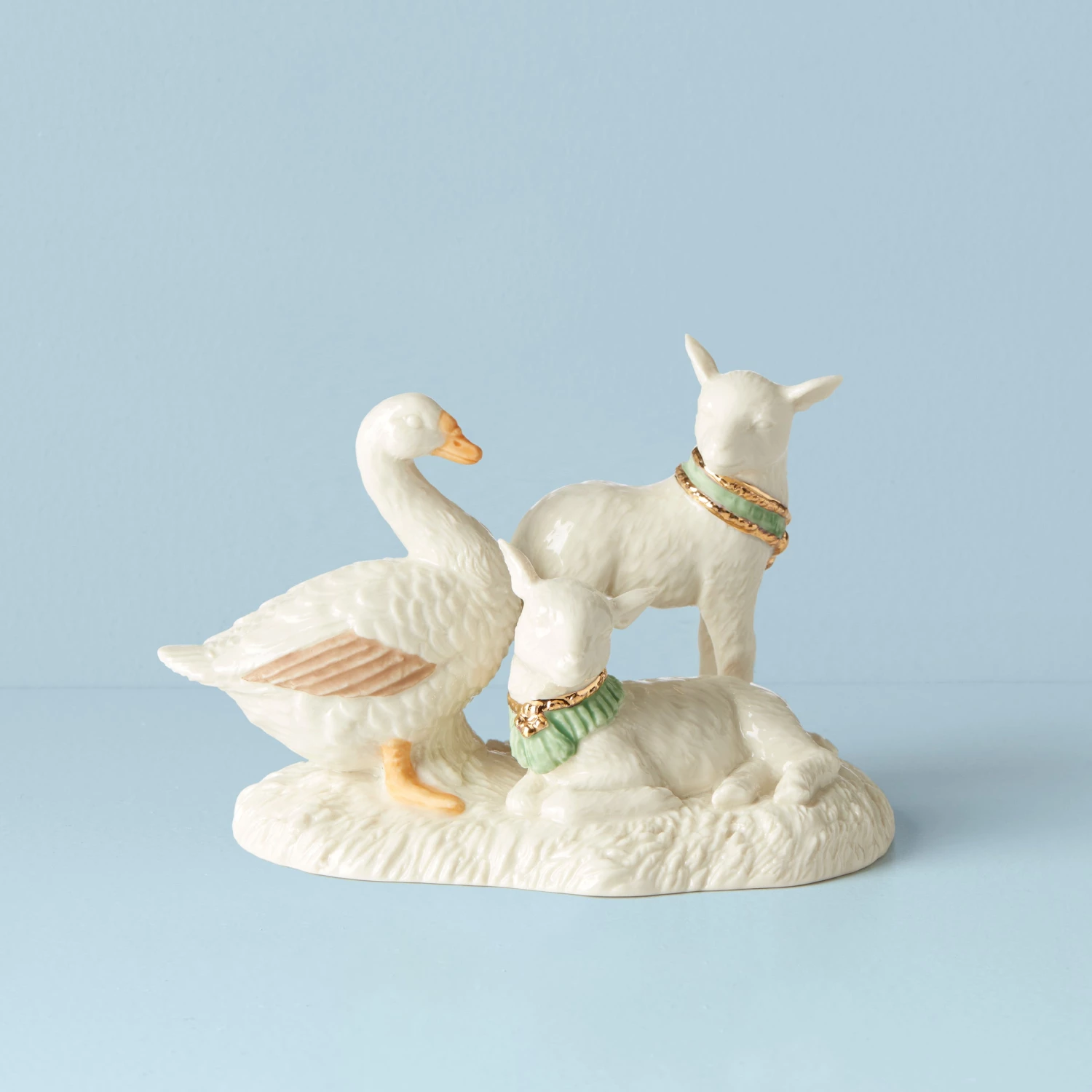 Lenox First Blessing Goose & Lambs Figurine 3 Lenox First Blessing Goose & Lambs Figurine