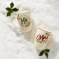 Lenox Holiday Mr. & Mrs. Mug Set -Lenox The Christmas Shop Sales 894181 LHOL 22 FEA 1