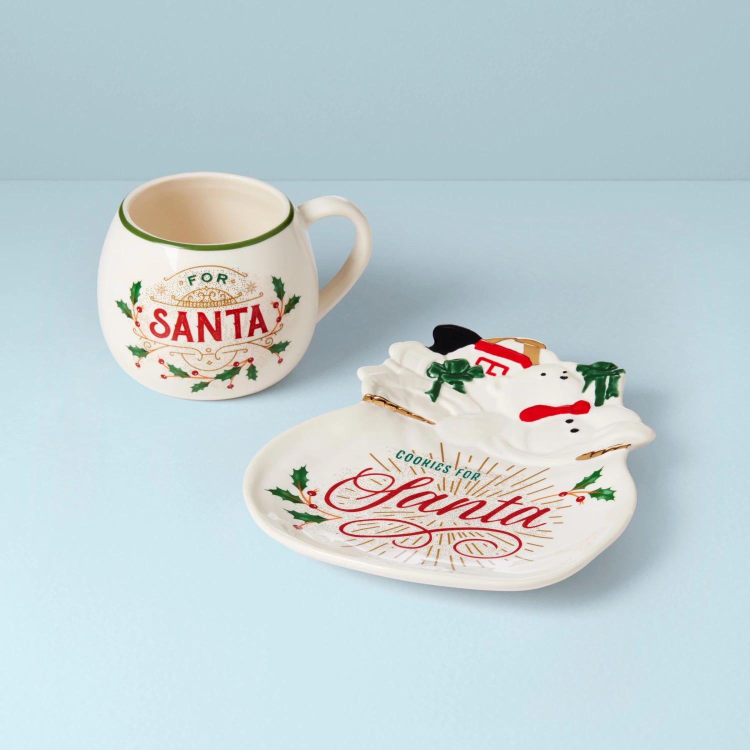 Lenox Holiday 2pc Cookies For Santa Set 3 Lenox Holiday 2pc Cookies For Santa Set