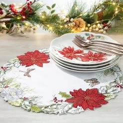 Lenox Butterfly Meadow Poinsettia Cutwork 16" Placemat